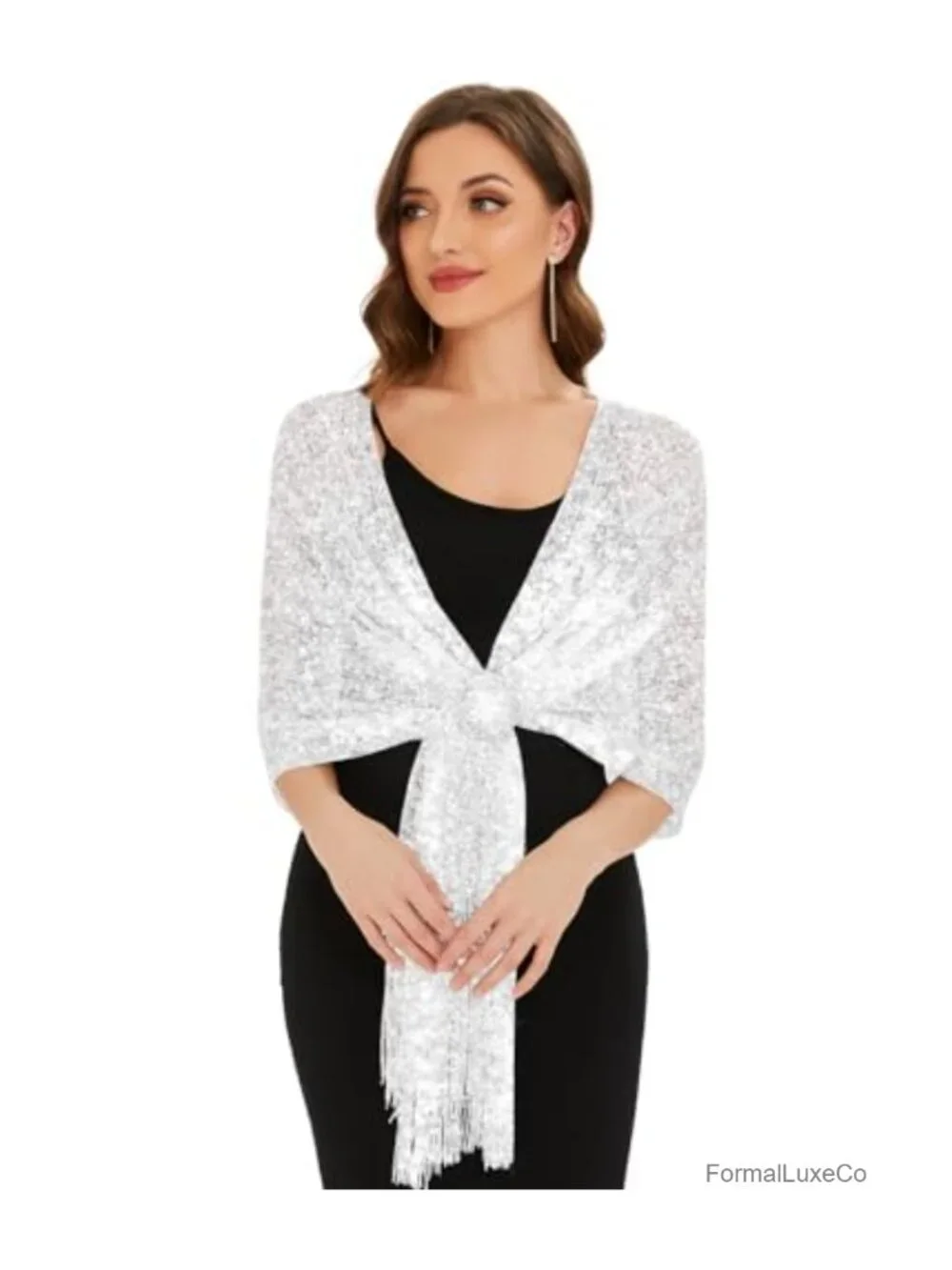 Metallic Shawl Wrap with Buckle for Evening Party Wedding